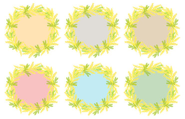 イラスト素材：ミモザのフレームセット