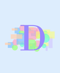 Blocked vibrant pastel-colored background with letter D for company name.