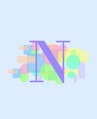 Blocked vibrant pastel-colored background with letter N for company name.
