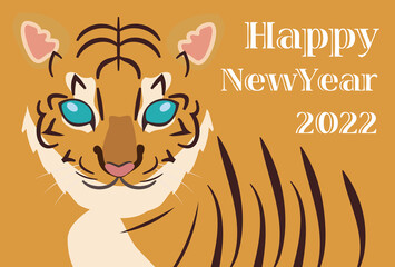 Year of the Tiger Solid Color Design Happy New Year 2022 Greeting Card