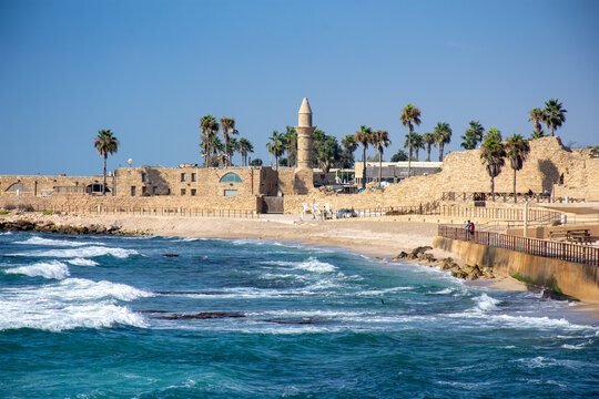 Caesarea National Park  in Israel in front of the Mediterranean Sea - Israel, September 2021