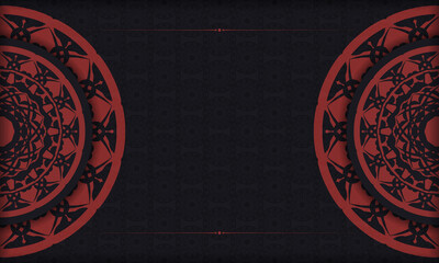 Black banner with ornaments and place for your text and logo. Design background with vintage patterns.