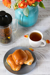 Breakfast with delicious tea rolls