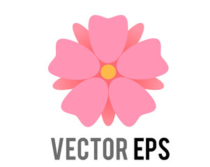 Vector light pink sakura flower of cherry blossom icon with five petals