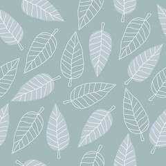 Seamless leaf pattern with green leaves and white leaf pattern abstract on green background.