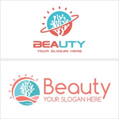 Cosmetic Beauty coral wave water logo design