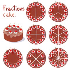 set of cake chocolate shaped fractions Hand Drawn colorful - obrazy, fototapety, plakaty