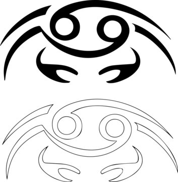 Cancer zodiac tattoo tribal vector sign graphic illustration.