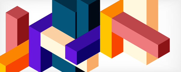 Abstract background. 3d cubes, cubic elements and blocks. Techno or business concept for wallpaper, banner, background, landing page