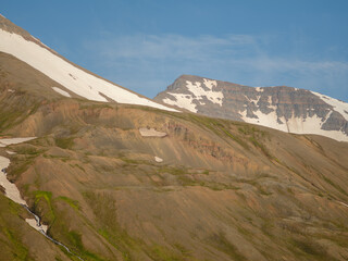 Mountain in Siglufjordur, north Iceland.