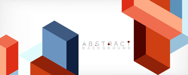 Abstract background. 3d cubes, cubic elements and blocks. Techno or business concept for wallpaper, banner, background, landing page