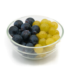 picture White and blue grapes in a bowl grown at home, series of photos