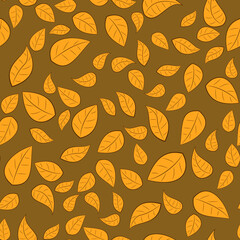 Vector seamless pattern of yellow leaves