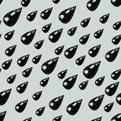 seamless background of droplets. hand-drawn black and white illustration.
