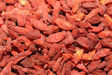 Dried goji berries close up