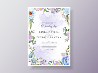 romantic floral hand drawn wedding invitations template
