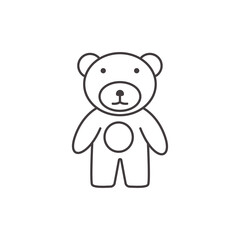 Cute teddy bear vector in simple line design isolated on white background. Teddy bear icon