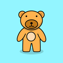 Cute teddy bear vector illustration isolated on blue background