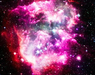 Space background with red nebula and stars. Elements of this image furnished by NASA.
