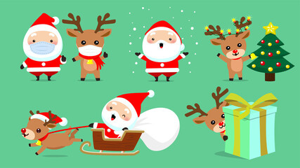 Obraz na płótnie Canvas Santa Claus Collection A. Cute characters in different poses that can be used for Christmas