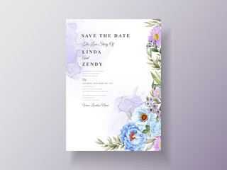 romantic floral hand drawn wedding invitations template