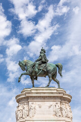 Fototapeta na wymiar statue of Victor Emmanuel II at the altar of the fatherland in Rome