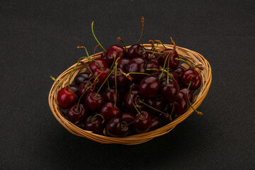 Sweet cherry in the basket