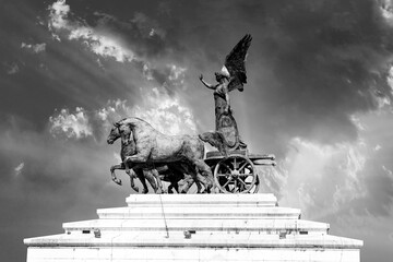 Statue of goddess Victoria on Monument of Vittorio Emanuele in Rome