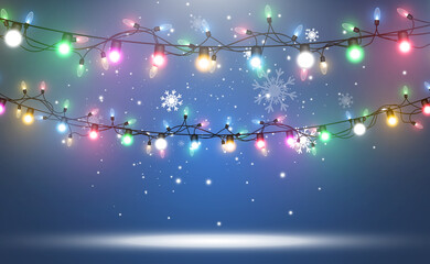 Vector illustration of a light garland on a transparent background.