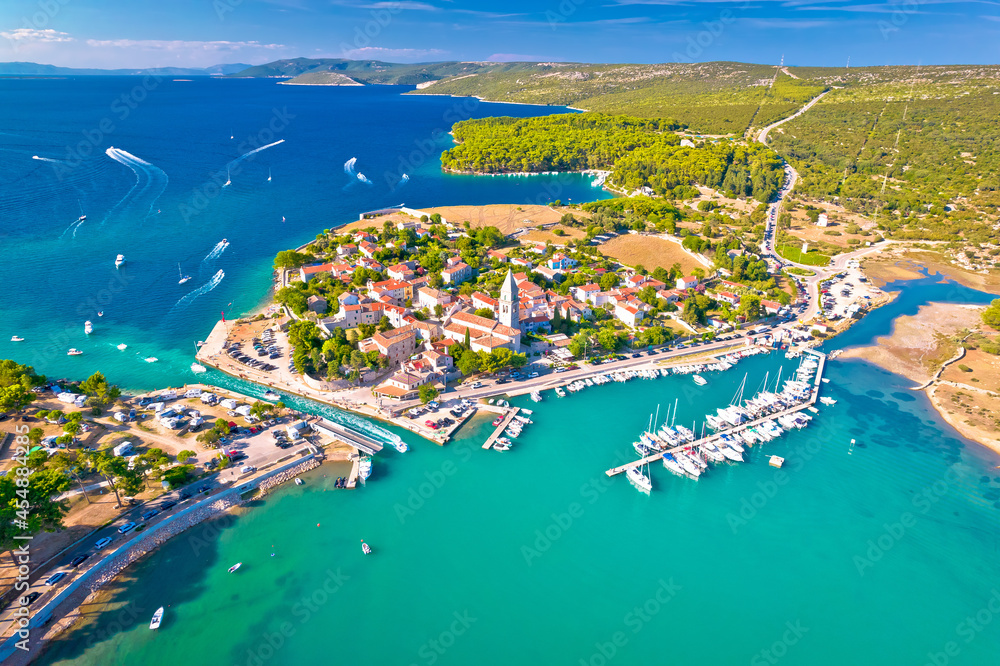 Wall mural Town of Osor aerial view, bridge between Cres and Mali Losinj islands