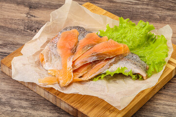 Sliced natural wild trout fillet
