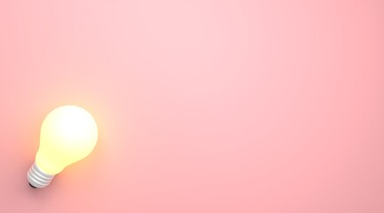 Minimal light bulb on isolated background, Trendy 3d rendering.