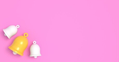 Notification bell icon isolated on pink background. Notification concept. Trendy Social Media element. 3d rendering