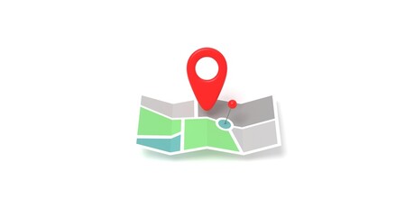 Map with a pin, Navigation, Route Marker, Direction, 3d rendering, 3d Illustrator