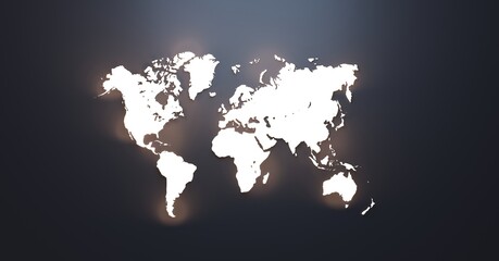 World map, 3D rendering