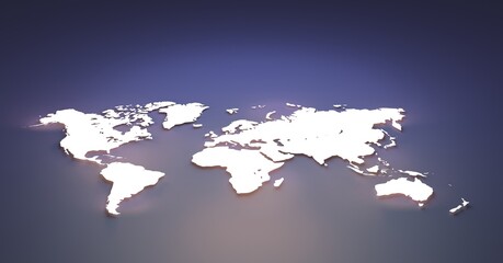 Fototapeta na wymiar World map, 3D rendering