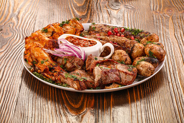 Bbq mix plate with beef, pork, lamb