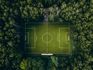 football field in the forest. view from above