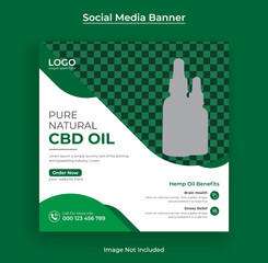 Hemp products or Cbd oil promotional Social media banner and cannabis web banner template