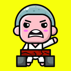 cute martial arts cartoon illustration vector graphic