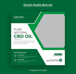 Hemp products or Cbd oil promotional Social media banner and cannabis web banner template