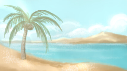 Fototapeta na wymiar Summer beach landscape painting arts background