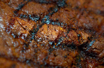 Beef steak cooked on grill. Delicious tenderloin beefsteak meat grilled for dinner in American diner cafe