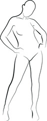 woman model standing ink vector silhouette