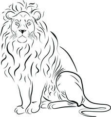 lion solhouletteillustration black ink