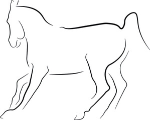 horse vector illustration black ink outline silhouette