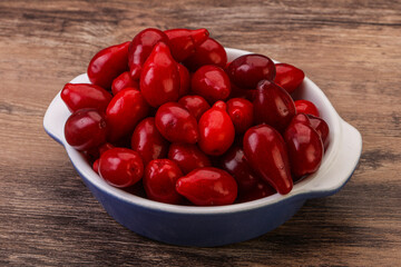 Sweet and ripe cornel berries