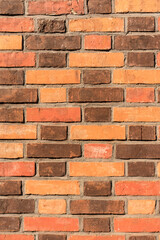 brick red wall. background of a old brick house.