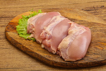 Raw chicken boneless and skinless leg