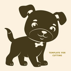 Template for laser cutting, wood carving, paper cut. Silhouettes for cutting. Dog vector stencil